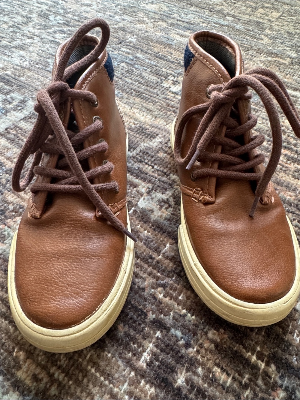 Nautica Boys Breakwater Tumbled Chukka Boot in Carmel Brown Faux Leather